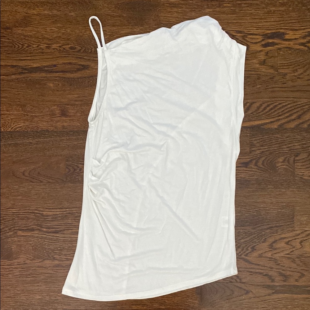 Lisa Says Gah Cream Asymmetrical Top